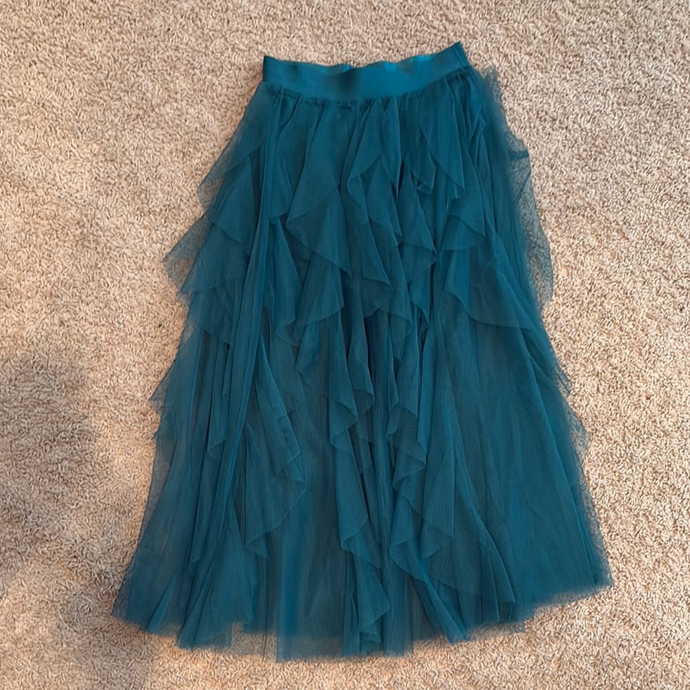 Elegant Teal Layered Skirt